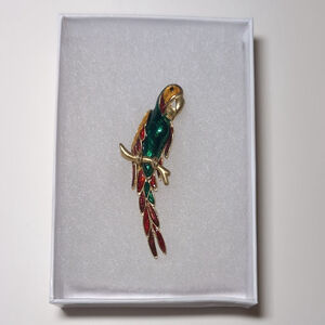 Parrot Brooch/Pin, Colorful Enamel Face